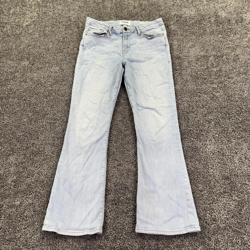 Frame Jeans Womens 29 Blue Le Crop Mini Boot Bootcut Light Wash Denim Stretch - Picture 1 of 8